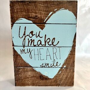 You Make My Heart Smile Sign Teal Blue valentine